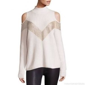 Zoe Jordan Cashmere Wool Blend Mock Neck Cold Shoulder Sweater